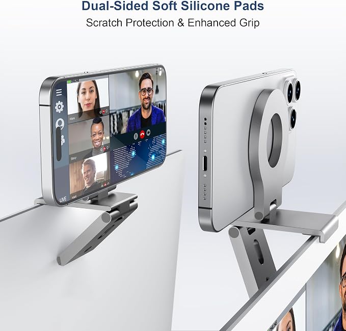 Itramax Continuity Camera Mount for Desktop Monitor,Magnetic Phone Holder for Webcam Compatible with iPhone 17 16 15 13 14 12,MagSafe,iOS 16 iMac & MacBook macOS 13 Ventura,Studio Display,TV,Silver