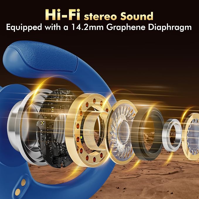 HAOYUYAN Wireless Earbuds, Bluetooth Headphones, Ear Buds with 80hr Playtime, LED Power Display, Noise Canceling, LED Power Display, IPX7 Waterproof Earphones for Gym/Workout/Sport（Dark Blue）