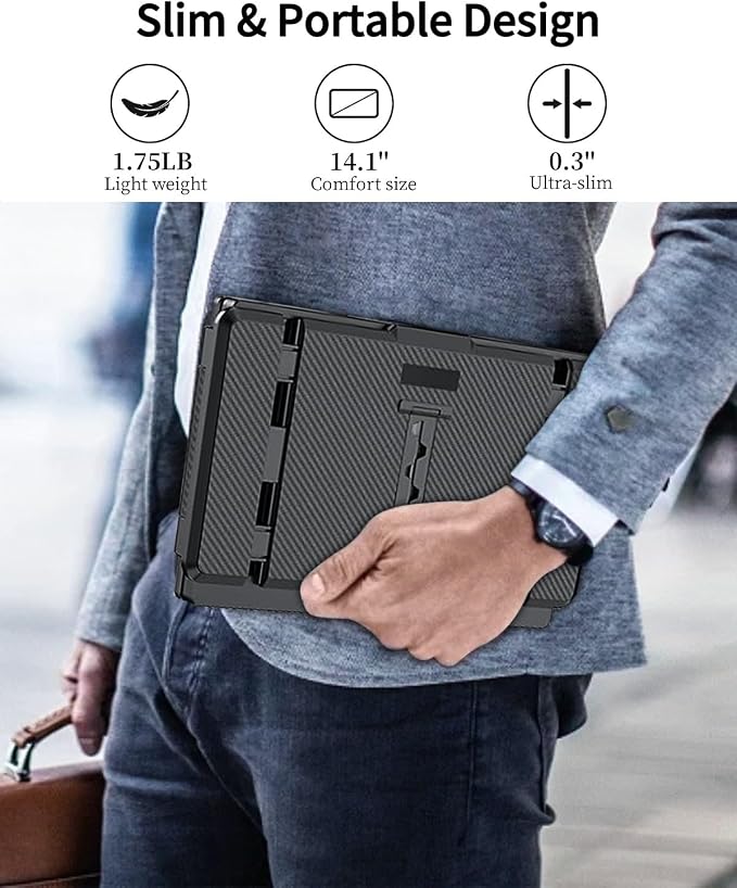Macsecor 14.1'' Laptop Screen Extender, 1080P FHD IPS Portable Dual Monitor for Laptop, USB C HDMI Plug-Play Monitor Extender for Triple Display for MacOS/Windows, Fits 13-17.3" Laptops