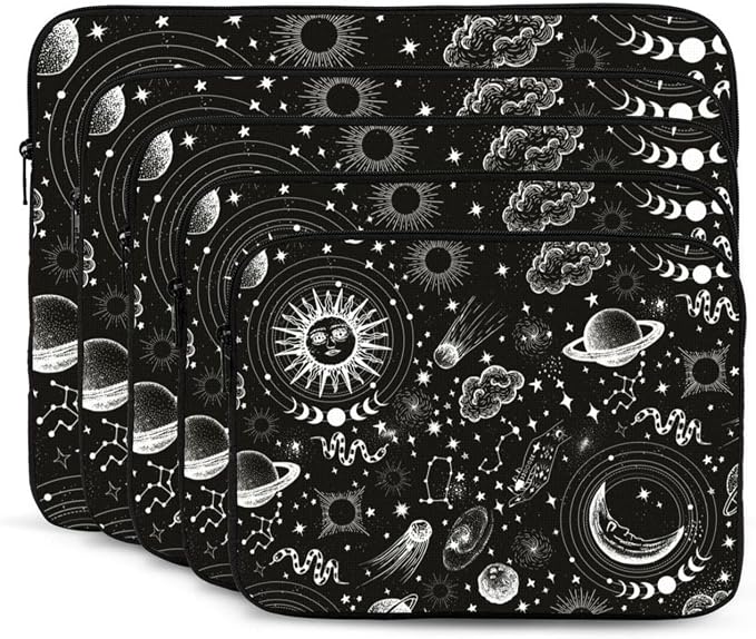 Sun and Moon Laptop Sleeve Case for Men Women Waterproof Oxford Cloth Laptop Sleeve Bag Suitable for Most Ipads and Laptops Notebook Computer Pocket Tablet Traveling Carrying Simple Case 17 inch