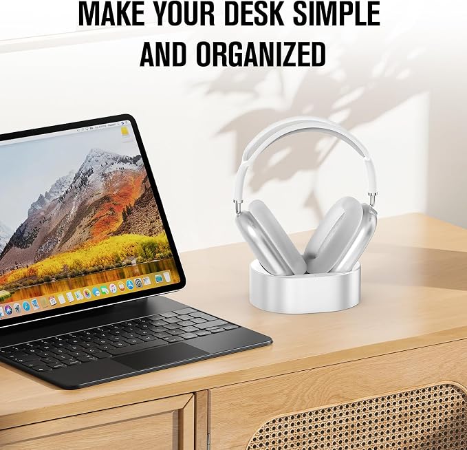 Headphone Charging Stand for AirPods Max,Magnetic Stand,Protable Desktop Headset Holder,Headset Stand, Charging Base for Headphones,Designed for AirPods Max (M3_White Sleep Mode)