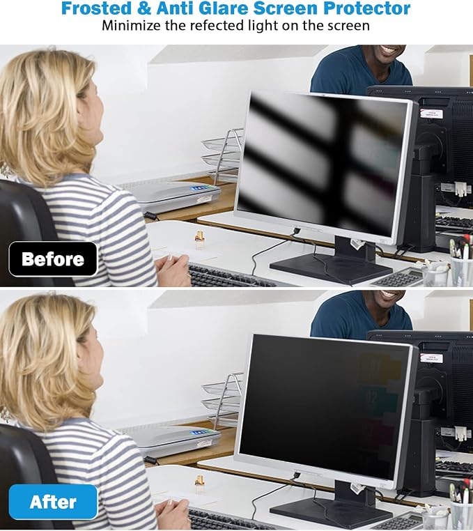 [2 Pack] 27 Inch Computer Privacy Screen , 16:9 Aspect Ratio Monitor Privacy Filter with Anti-Glare, Anti-Blue Light & Anti-Spy Protection, Removable Anti-Scratch Screen Protector for 27-Inch Widescreen Monitors