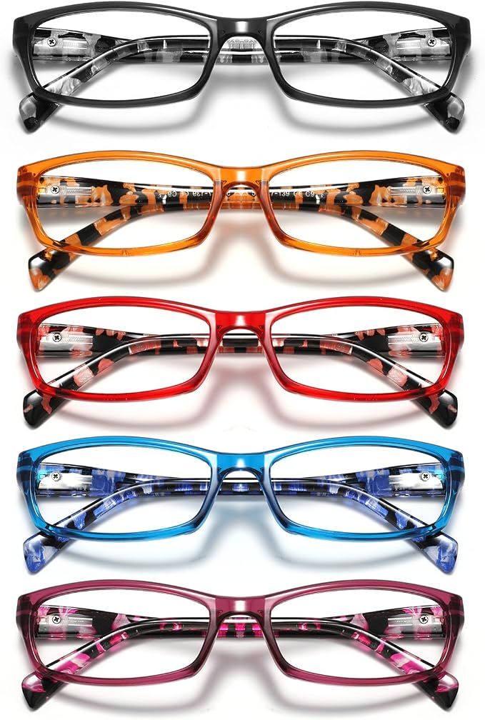 5Pack Reading Glasses for Women - Blue Light Blocking Spring Hinge Computer Readers Anti Glare UV Eyeglasses