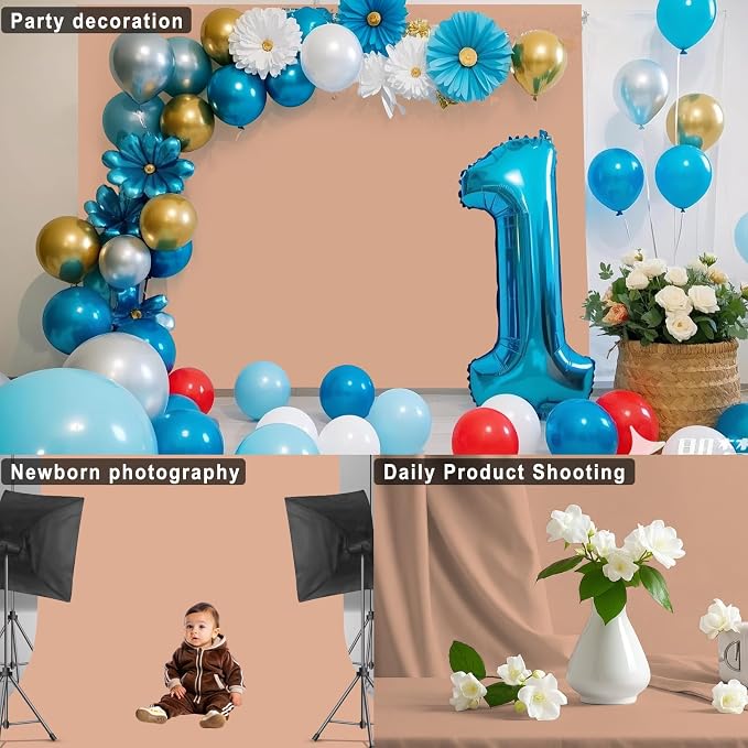 Nude Backdrop for Photoshoot, Professional Photo Backdrop Background Curtain for Product Photography, Portraits, Wedding, Party, Live Streaming Video Recording 5X7 FT (Background Only)