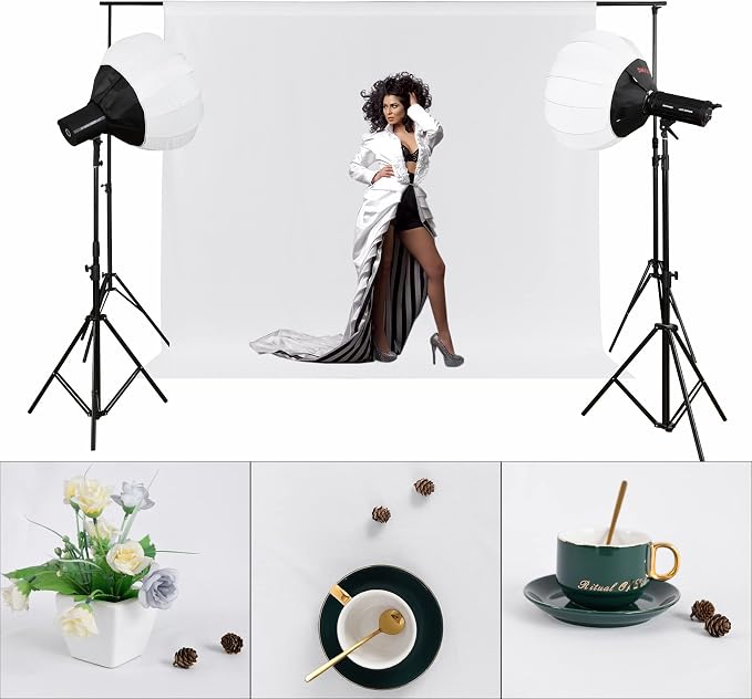 Joccun 10X10FT White Backdrop Background for Photography,Polyester Backdrop Curtain Background Screen for Photography,Photoshoot,Video Recording,Studio(10X10ft,White)