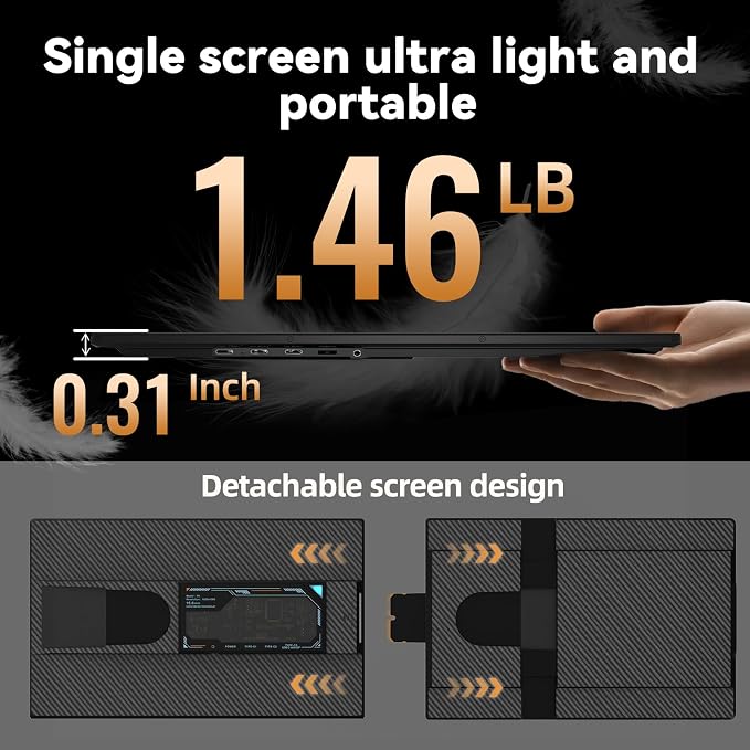 Laptop Screen Extender 15.6" 120% sRGB - FHD 1080P IPS Dual Laptop Monitor Extender with Detachable Screen, Second Monitor for 13"-17.3" Laptops, Plug-Play for Windows Mac Android Chrome