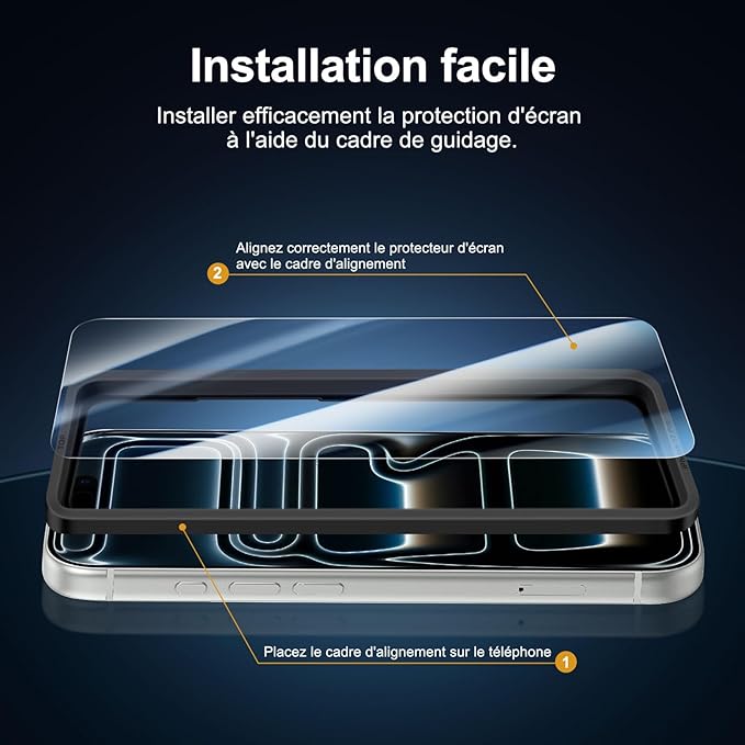NEW'C 3x Screen Protector for iPhone 17 Pro (6.3 inches)+ 3x Camera Lens Protector, Sensor Protection, Case Friendly Tempered Glass Film, Ultra Resistant, Easy installation tool include