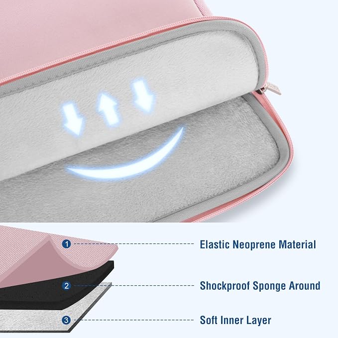 MOSISO Laptop Case 17.3 inch, 17-17.3 inch Laptop Sleeve Bag Compatible with Dell XPS/HP Pavilion/Ideapad/Acer/Alienware/HP Omen Notebook, Neoprene Computer Sleeve Bag with Small Case, Baby Pink