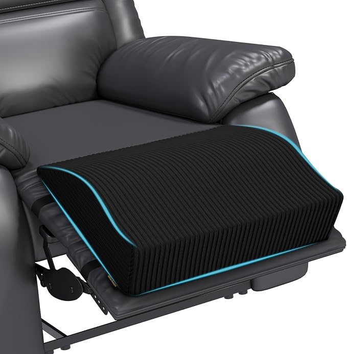 idee-home Recliner Leg Rest Cushion, Recliner Footrest Extender Pillow with Removable Corduroy Cover, Multi Purpose Ergonomic Foot Pillow Back & Lumbar Support Cushion for Bed Sofa Couch, Black