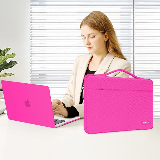 MOSISO Compatible with MacBook Air 13 inch Case M5 2026 M4 2025 M3 M2 2024-2022 A3449 A3240 A3113 A2681,Hard Shell&Sleeve Bag&Keyboard Skin&Webcam Cover&ScreenFilm for MacBook Air 13.6, Bright Rose