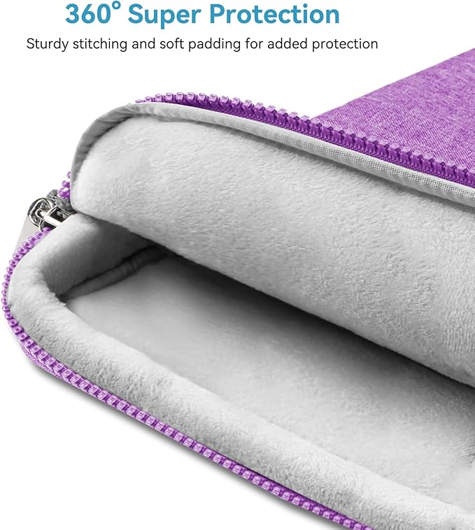 LANDICI 360° Protective Laptop Bag Case 14-15 Inch with Shoulder Strap & Handle, Waterproof Computer Sleeve Cover for MacBook Air/Pro 15, Chromebook 14, Slim Briefcase for Women, Purple