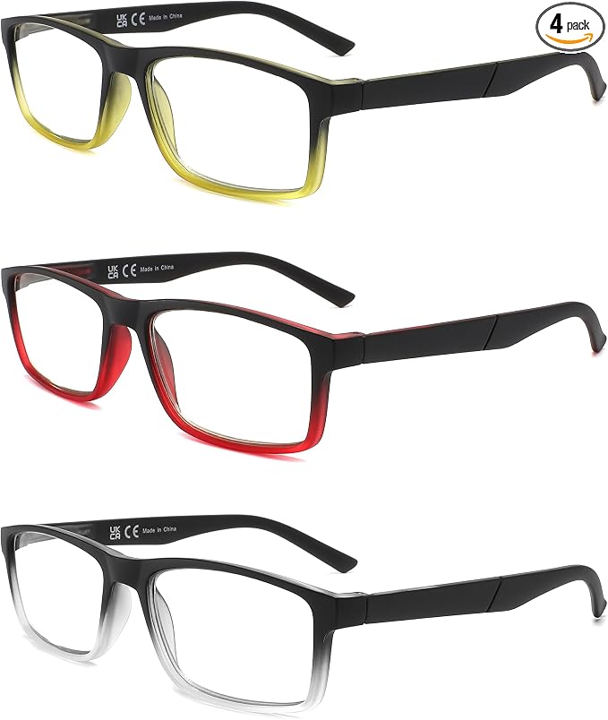 Blue Light Blocking Reading Glasses 4 Pack Computer Readers for Women Men,Anti Glare UV Ray Filter Eyeglasses… (C10-12, 1.50)