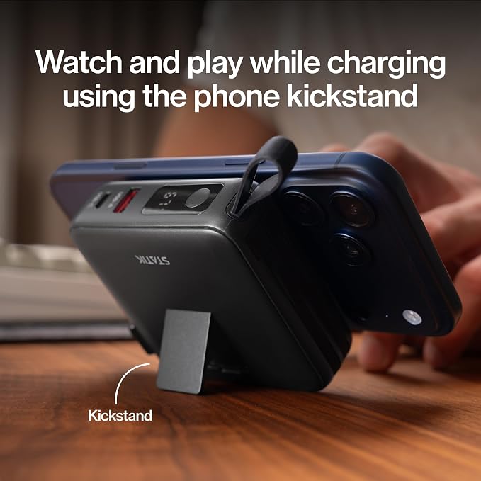 Statik SmartCharge Power Bank, 5-in-1 Travel Charger with Wall Plug & Built-in USB C Cables, Watch Charger for Apple Watch, 10000mAh & European Portable Charger, Compatible with iPhone, iPad, Samsung