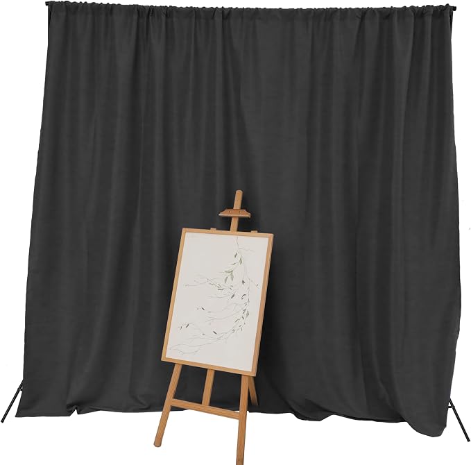King Mills 10x10 ft Black Backdrop Curtain for Photography, Also Serving as Background for Golf Simulators for Home, Streaming Backdrop, Podcast Background, Zoom Backdrop.