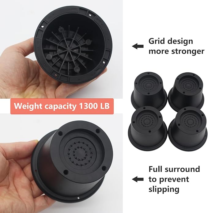 9 Pack Furniture Risers Black Bed Risers 2 inch, Bed Lifts Risers for Sofa, Couch, Desk, Bed Frame Risers Heavy Duty Table Leg Extenders Supports Up to 1,300 Lbs