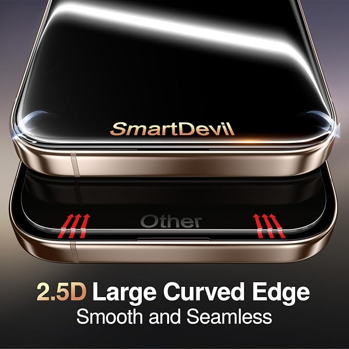 SMARTDEVIL 3 Pack Tempered Glass for iPhone 15 Pro Max Screen Protector, Military-Grade Shatterproof Protection, 9H Hardness, Fast & Easy Installation, Case Friendly Design