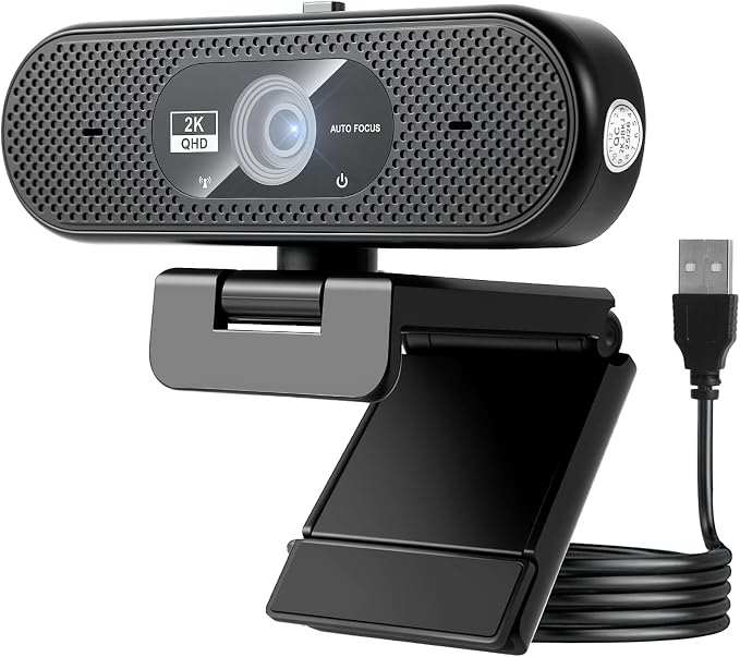 Hprosper 2K Webcam with Microphone, Automatic Light Correction & Privacy Cover, Wide Angle USB Camera for PC, Laptop, Mac, Zoom, Gaming, Streaming, Conference Room, Video Conferencing