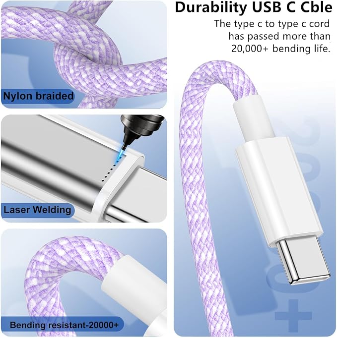 USB C to C Charger Cable 10ft, 60W Type C to C Fast Charging Cable Cord Long for Apple iPhone 17 Pro Max/17 Air/16 Pro Max/16 Pro/15 Plus/15 Pro Max/MacBook 2021/2020/2019,iPad Pro/Mini/Samsung Galaxy