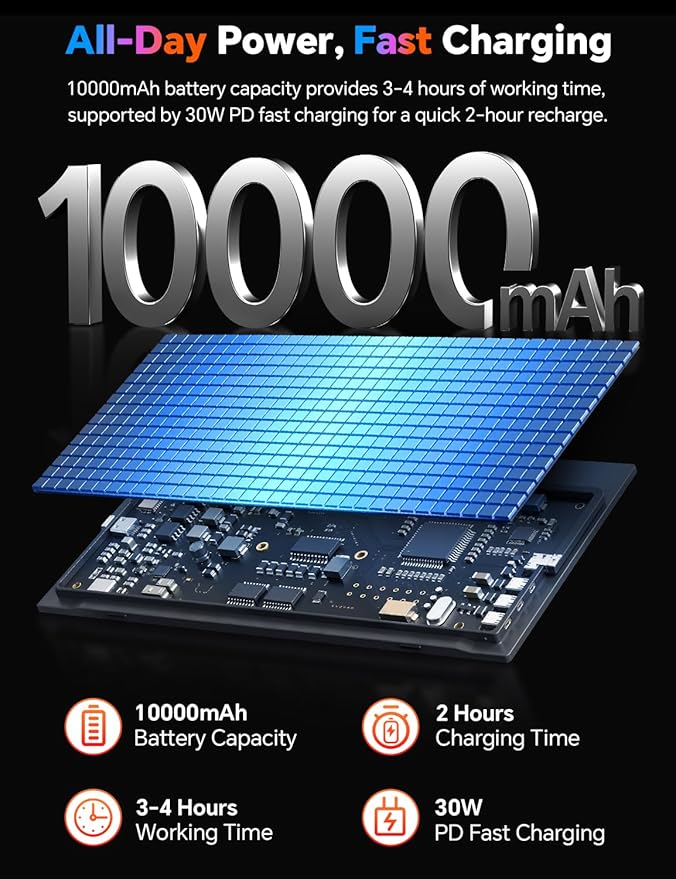 HotYeah 18.5" 100Hz Wireless Portable Monitor w/Rechargeable 10000 mAh Battery, Support AirPlay Miracast, 1080P IPS Monitor USB-C HDMI External Display, 2nd Screen for Laptop MacBook PC Phone Tablet