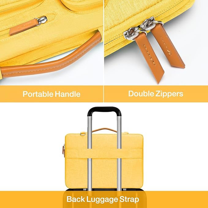 MOSISO 360 Protective Laptop Shoulder Bag,15-15.6 inch Computer Bags Compatible with MacBook Pro 16 inch, HP, Dell, Lenovo, Asus Notebook,Side Open Messenger Bag with 4 Zipper Pockets, Yellow