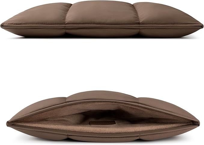 Comfyable Puffy Laptop Sleeve 15 16 Inch, Quilted Puffer Laptop Carrying Case for Women, Pillow Pouch Compatible for MacBook Air M5 & MacBook Pro M5 Pro/Max 2026, Mocha Brown