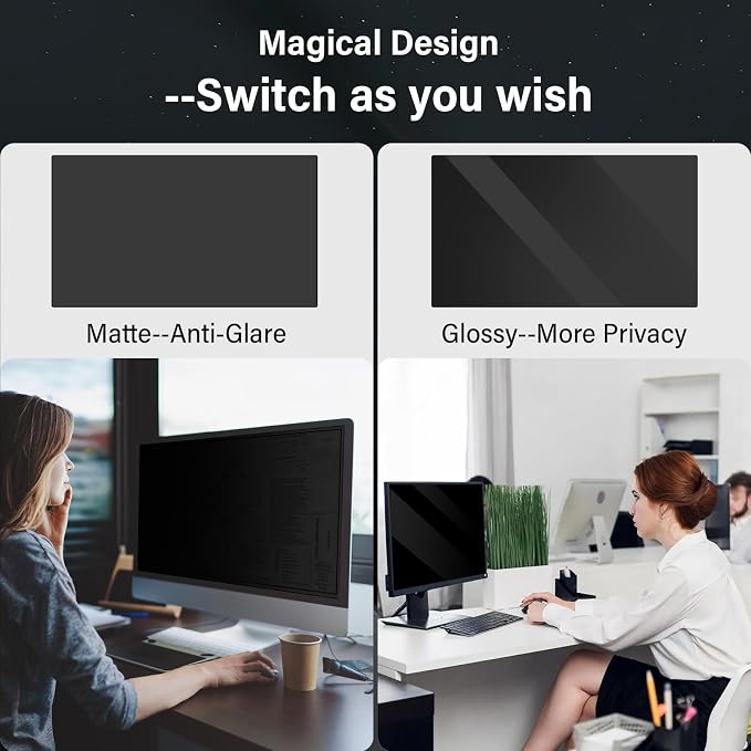 [2 Pack] 23.8 Inch Computer Privacy Screen for 16:9 Aspect Ratio Widescreen Monitor, Eye Protection Anti Glare Blue Light Computer Monitor Privacy Filter, Removable 23.8 in Protector Film