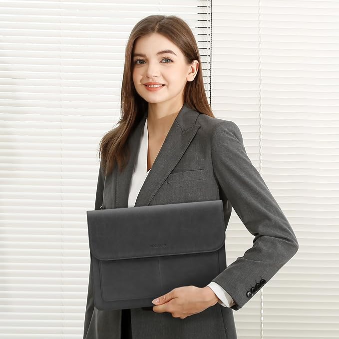 MOSISO Laptop Case 13 inch, 13 inch Laptop Sleeve Compatible with MacBook Air M4 M3 M2 M1 2025-2018 / Pro M2 M1 2025-2016, PU Leather Flap Carrying Case with Stand&Small Pouch, Slate Gray