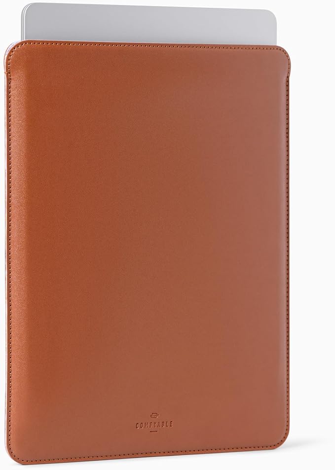 Comfyable Laptop Sleeve 15 Inch Precisely Compatible with MacBook Air 15" M5 M4 M3 M2 2026, Faux Leather Cover Case, Brown