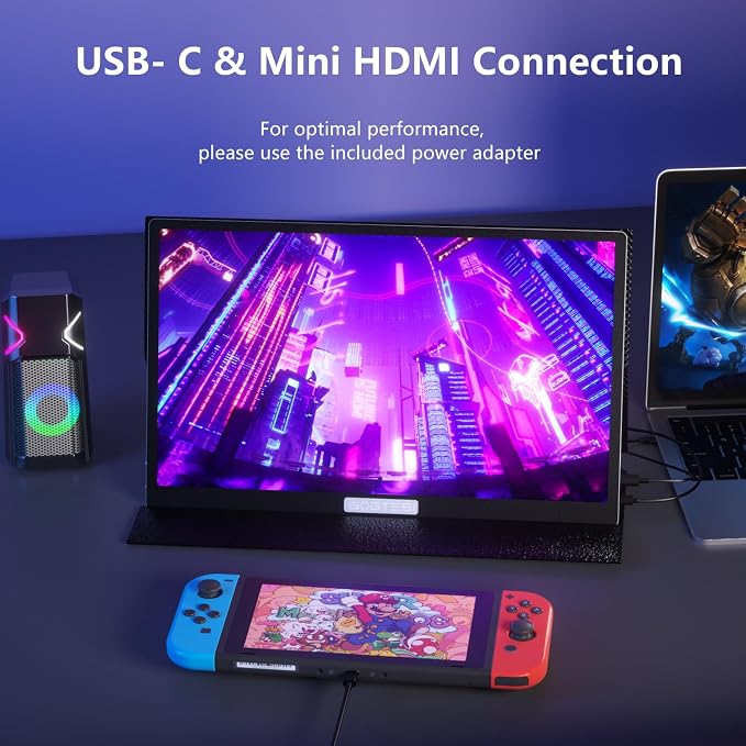 15.6 Inch 4K UHD Portable Gaming Monitor 120% sRGB Lightweight Metal Touchscreen with Type-C Mini HDMI Travel Monitor for Laptop/PC/Mac/PS4/5/Switch