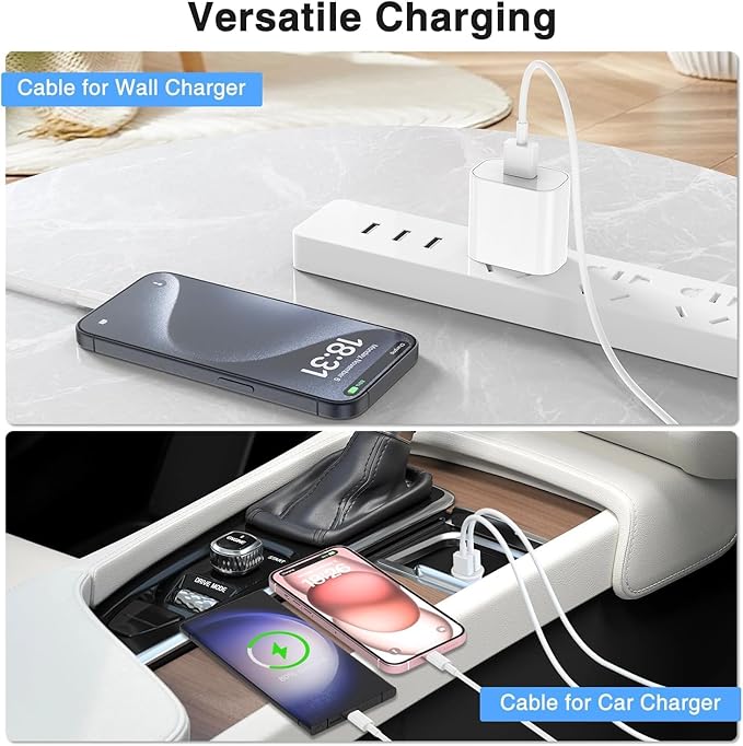 Car Carplay Cable for iPhone 17 16 15 Charger Cord,3/3/6/6FT USB A to USB C Cable for iPhone 17 Pro Max/16 Pro/15 Plus Charger,USB C Car Charger for Apple 17 Air/16 Pro Max/16e/15-Pink
