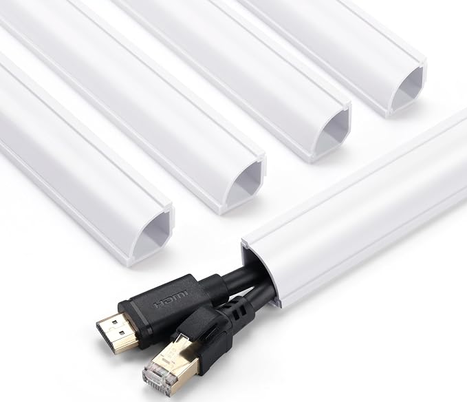 ZhiYo Corner Cable Concealer 85in, Medium Corner Cord Hider, Wire Covers for Cords, Paintable Cord Cover, Cable Management Channel Raceway for Wall, Floor Baseboard, Ceiling, 5 x L17in White