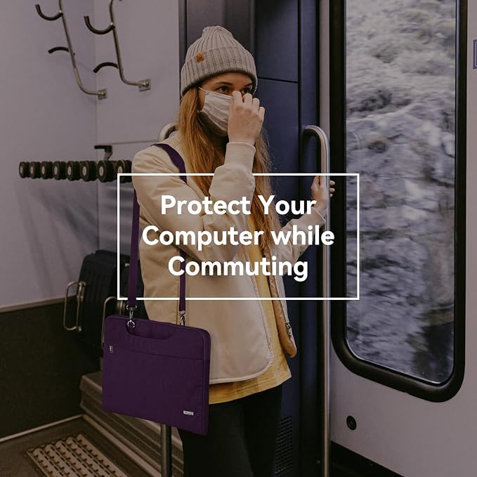 Voova Laptop Bag 15.6 Inch, Waterproof Computer Sleeve Carrying Case with Shoulder Straps & Handle Compatible with Macbook Air 15 M2/M3/M4, MacBook Pro 15/16, 15-16 Inch Hp Dell Lenovo, Dark Purple