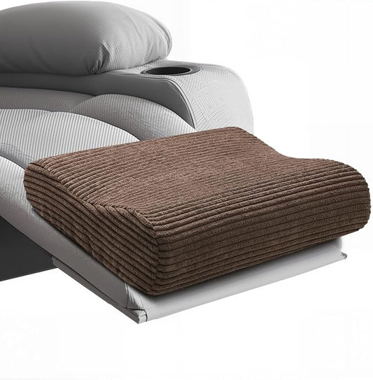 B Shape Corduroy Recliner Foot Pillow, Foam Extra Large Foot Rest Cushion with Adjustable Straps, Suitable for Bed Chair Sofa Headrest Back Lumbar Leg Support Pillow (Brown)