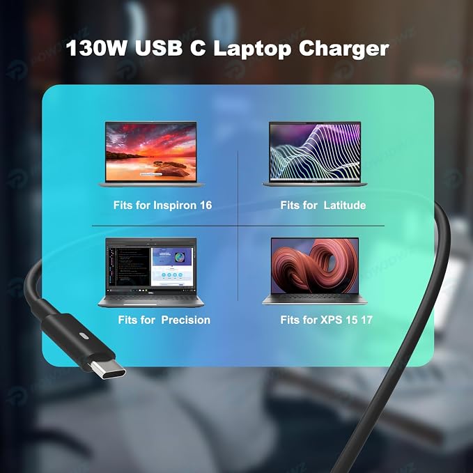 130W USB Type C Laptop Charger Compatible with Dell XPS 15 17 9500 9510 9520 9530 9700 9710 9720 2in1,Precision 5550 5560 5530 5570 5470 5480 5760,Latitude 5431 5531 AC Adapter Computer Power Cord