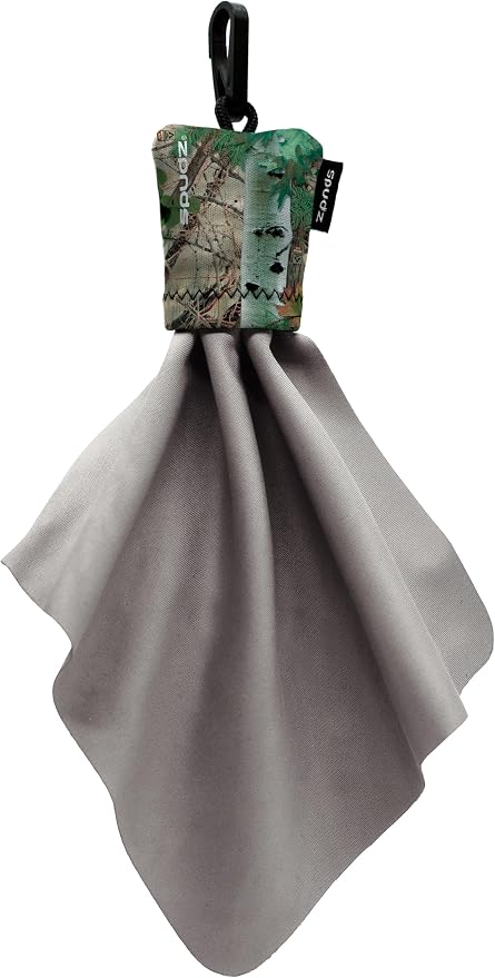 SPUDZ Classic Microfiber Lens Cleaner – Clip-On Pouch, Washable – for Binoculars, Scopes, Glasses, Screens | Classic | Alpine Mountain Camo, 6 x 6 Inch