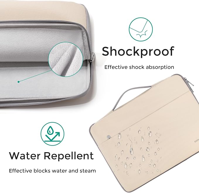 DOMISO 15.6 inch Laptop Case Sleeve Protective Cover Compatible with 16 inch MacBook Pro M4 M3 M2/Pro Max,15.6-16 inch HP Dell ASUS Lenovo Chromebook,Waterproof Computer Cases Bag with Handle,Beige