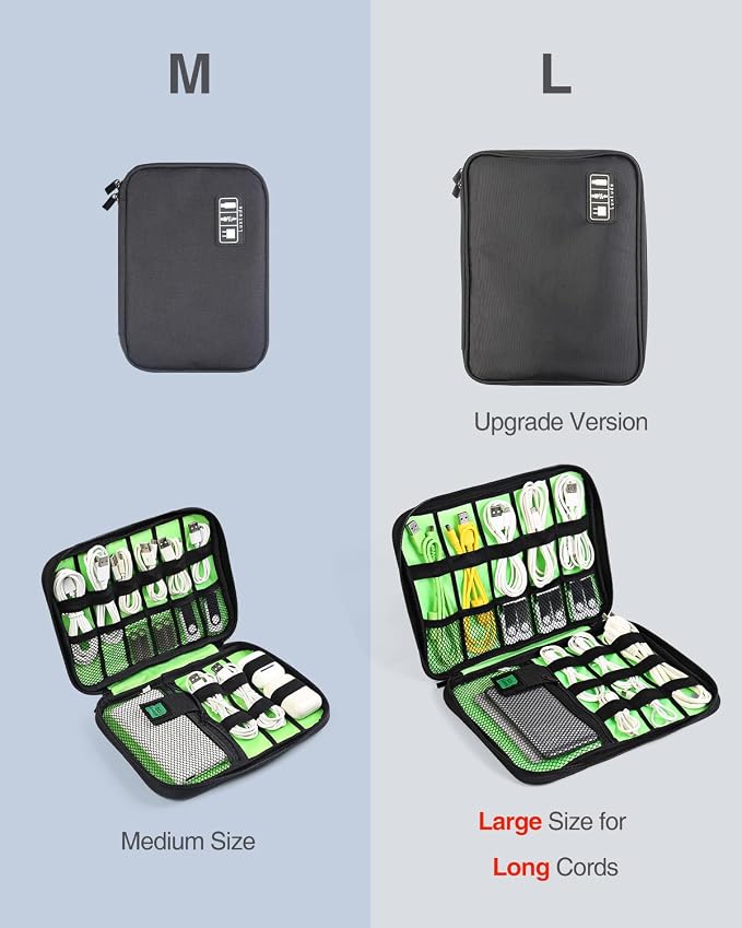 Luxtude Electronics Organizer Travel Case, Cable Organizer Bag, Portable Cord Organizer Travel, Travel Case for Chargers and Cords, Tech Bag, Flying Trip Essentials for Cable Storage/Tech Storage
