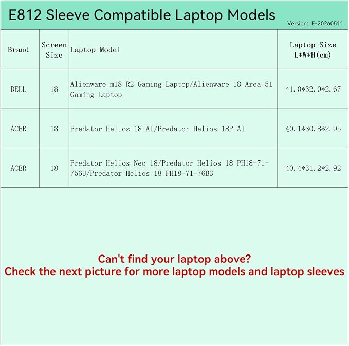 Smatree Elite Laptop Sleeve for 18 inch DELL Alienware m18 R2 Gaming Laptop/Alienware 18 Area-51 Gaming Laptop, Acer Predator Helios 18/18 AI/18P AI/Neo 18, Protective Laptop Case with Pocket(E812)