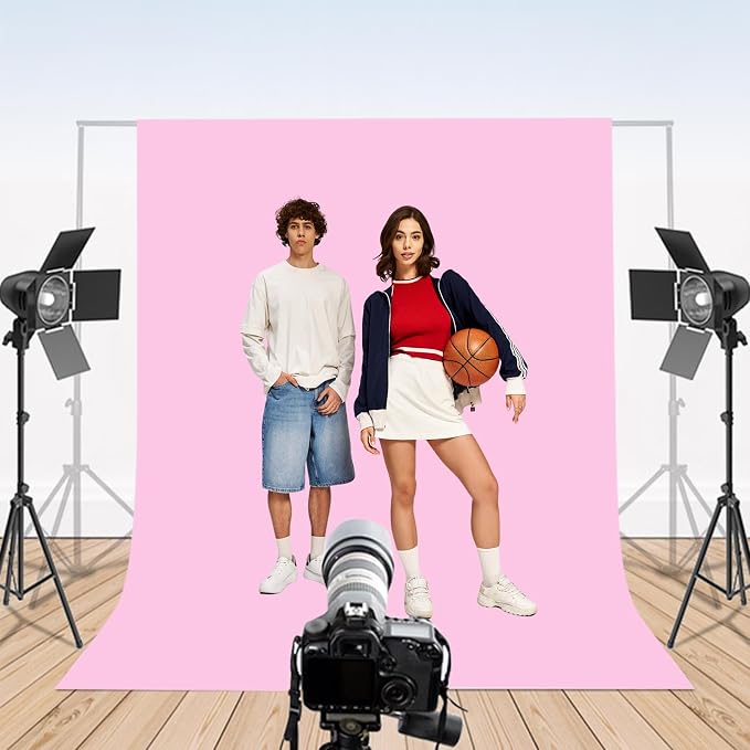 5x7ft Pink Photography Backdrop, High Density Polyester Fiber Photo Background Cloth is Foldable and Machine Washable, Suitable for Photo Background Video Photography Studios