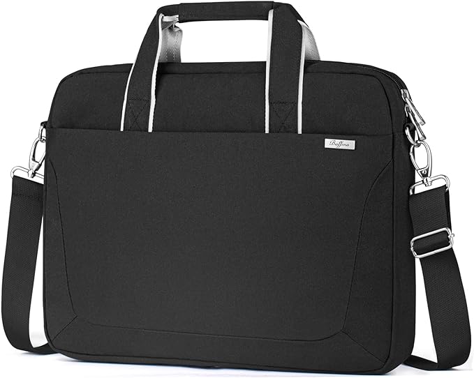 BAFFINA 15.6 16 Inch Laptop Shoulder Bag for Men Women,Waterproof Computer Carrying Case Messenger Bag with Strap,Laptop Briefcase for 14-15-16 Inch MacBook/Chromebook/Notebook Hp Dell Acer Asus,Black