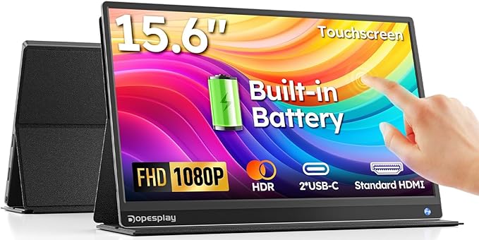 Dopesplay Portable Monitor for Laptop with Touchscreen, 15.6" FHD 1080P Second Laptop Monitor Extender with 5000mAh Battery for Laptops, MacBook, Phones, PS4/5, Xbox, Switch (NO Touch on iPhone)