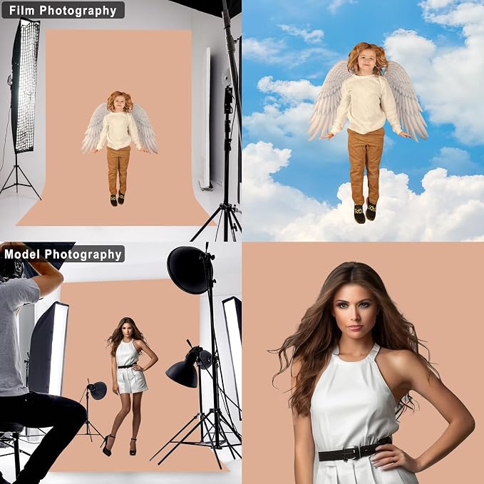 Nude Backdrop for Photoshoot, Professional Photo Backdrop Background Curtain for Product Photography, Portraits, Wedding, Party, Live Streaming Video Recording 8X10 FT (Background Only)
