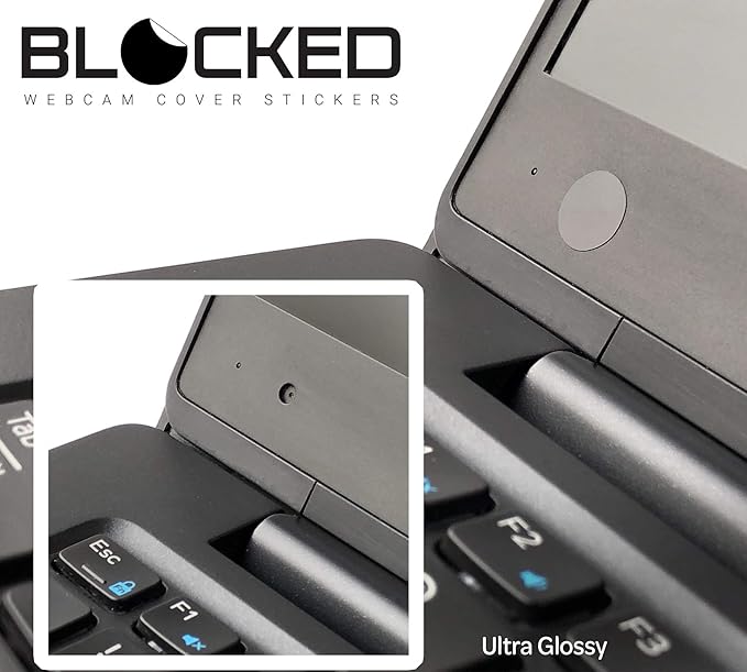 Blocked Original Vinyl Webcam Cover Stickers | Restickable & Stackable Privacy Covers | for All Camera-endable Devices | 5-Sizes | 95 Black (Ultra Glossy)