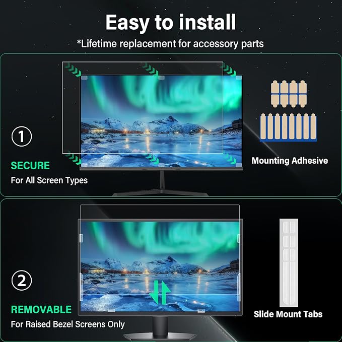 [2 Pack] 21.5 Inch Computer Privacy Screen for 16:9 Aspect Ratio Widescreen Monitor, Eye Protection Anti Glare Blue Light Computer Monitor Privacy Filter, Removable 21.5 in Protector Film