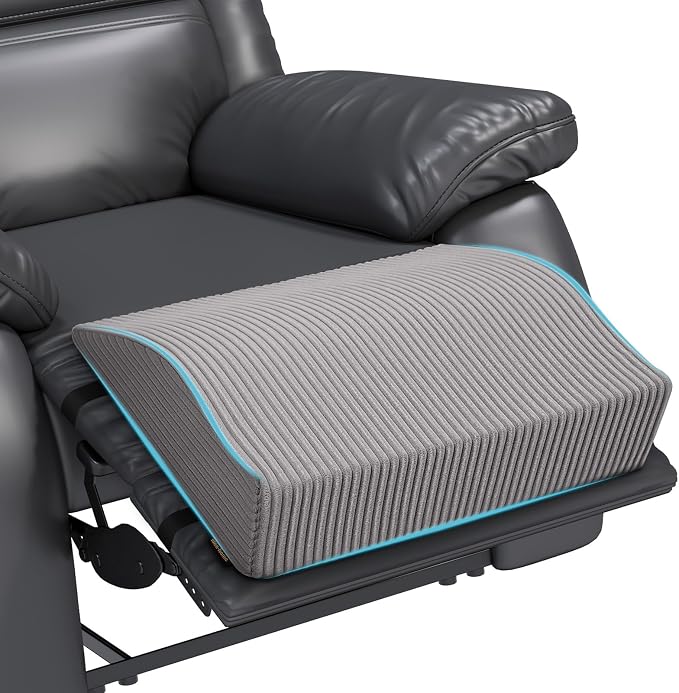 idee-home Recliner Leg Rest Cushion, Recliner Footrest Extender Pillow with Removable Corduroy Cover, Multi Purpose Ergonomic Foot Pillow Back & Lumbar Support Cushion for Bed Sofa Couch, Grey