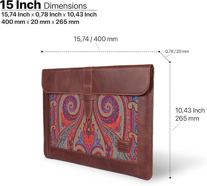 LONDO Leather Sleeve Compatible with MacBook Pro 16 & MacBook Pro 15 Inch (M5, M4, M3, M2, M1, Pro, Max), Premium Top Grain Leather Laptop Bag, 2020 to 2026 Models