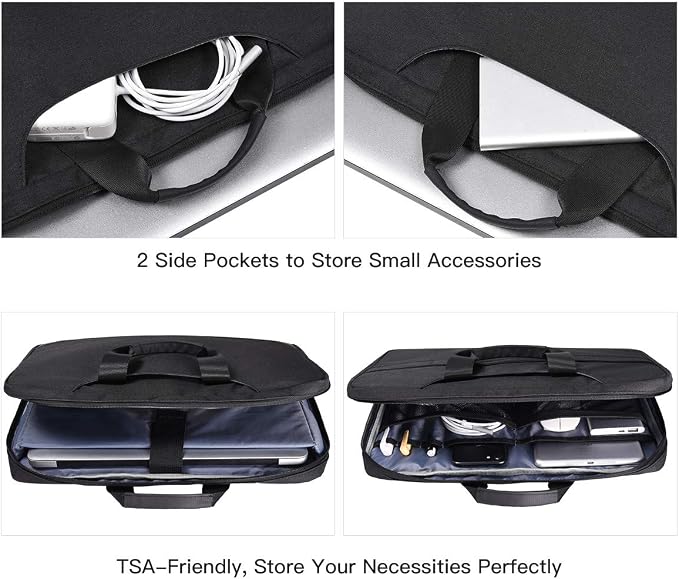 14 15 Inch Waterproof Laptop Sleeve Men Women TSA Briefcase for MacBook Pro 14 M5/M4/M3/M2/M1, Macbook Air 15 M5/M4/M3, Dell Inspiron 14/XPS 15, Lenovo Acer HP ASUS Chromebook 14 Carring Case, Black