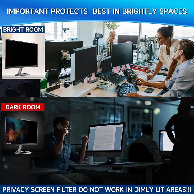 Magicmoon 2-Pack 24 Inch Computer Privacy Screen Filter, Anti-Spy/Glare Protector Film for Widescreen Monitor with 16:9 Aspect Ratio (Width x Height: 531mm x 298mm)