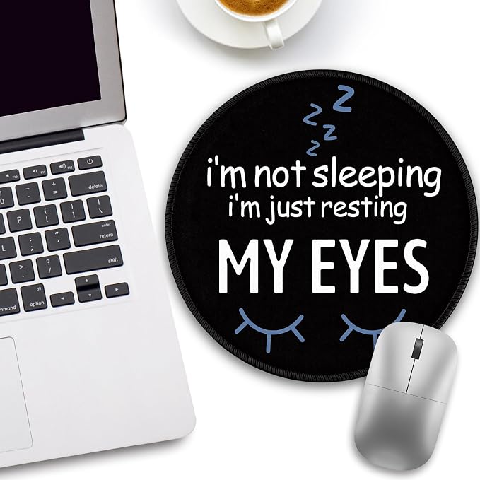 Funny Eyes Mouse Pad, Black Small Round Mousepads for Desk, Mini Travel Mouse Mat for Wireless Computer Laptop, Office Desk Accessories, 8.6 x 8.6 inch