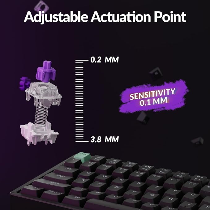 Keychron K4 HE 96% Wireless Hall Effect Keyboard with Number Pad, Rapid Trigger Magnetic Switches, QMK Launcher, 2.4GHz/Bluetooth/Wired, Mac & Windows, Aluminum Frame, Black (Shine-Through)